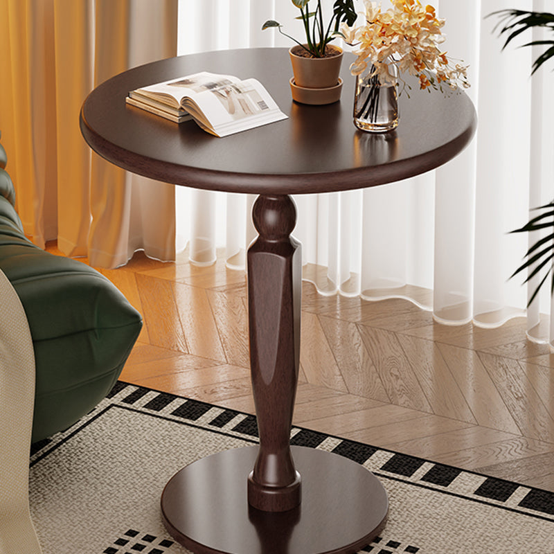 Traditional Vintage Rubberwood Round Coffee Table 1-Tier For Living Room