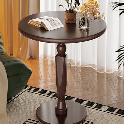 Traditional Vintage Rubberwood Round Coffee Table 1-Tier For Living Room