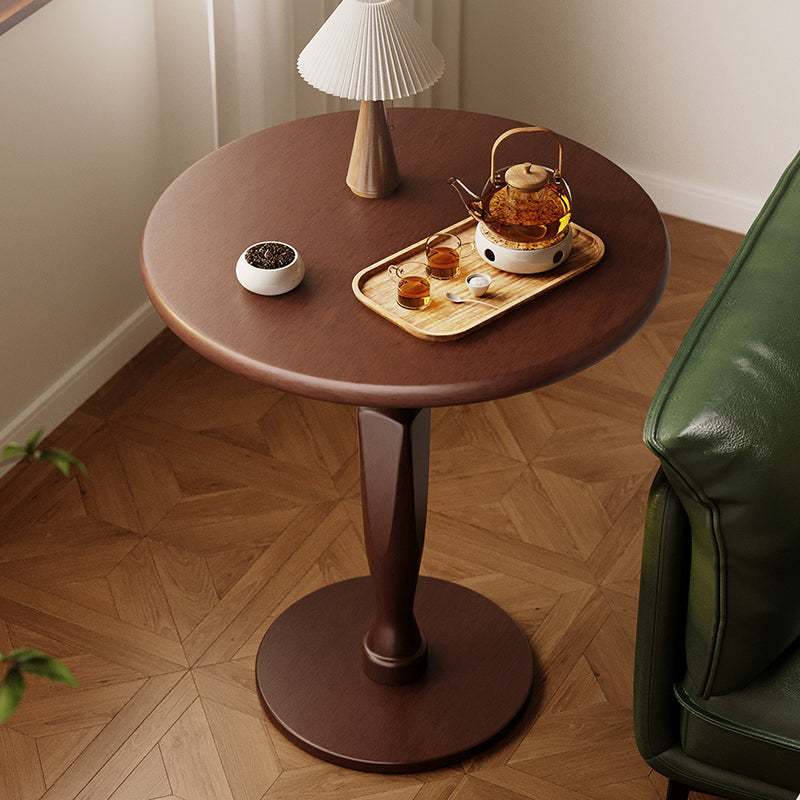Traditional Vintage Rubberwood Round Coffee Table 1-Tier For Living Room