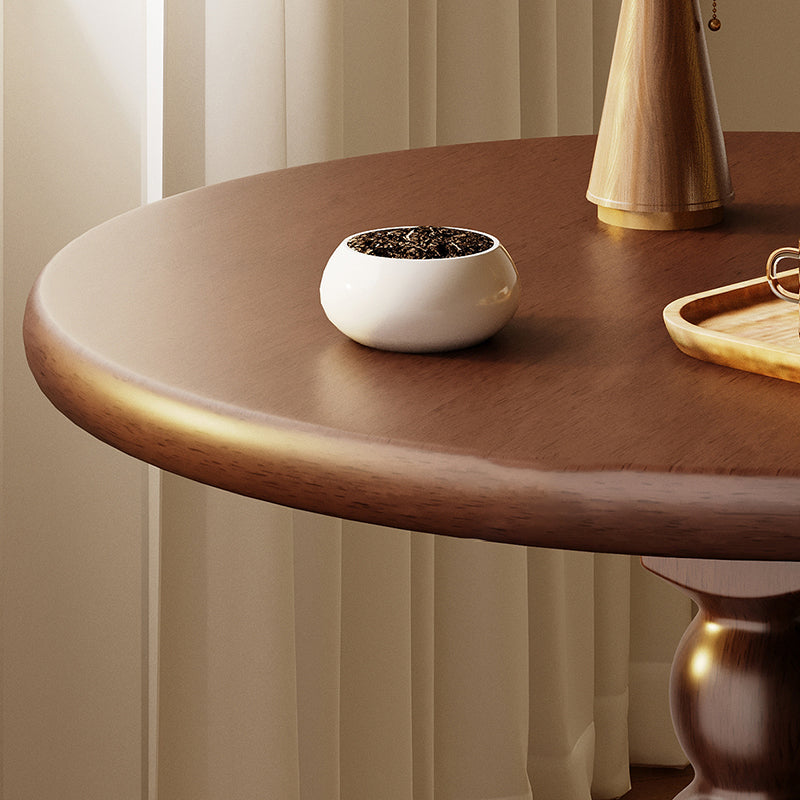 Traditional Vintage Rubberwood Round Coffee Table 1-Tier For Living Room