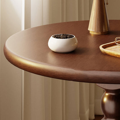 Traditional Vintage Rubberwood Round Coffee Table 1-Tier For Living Room