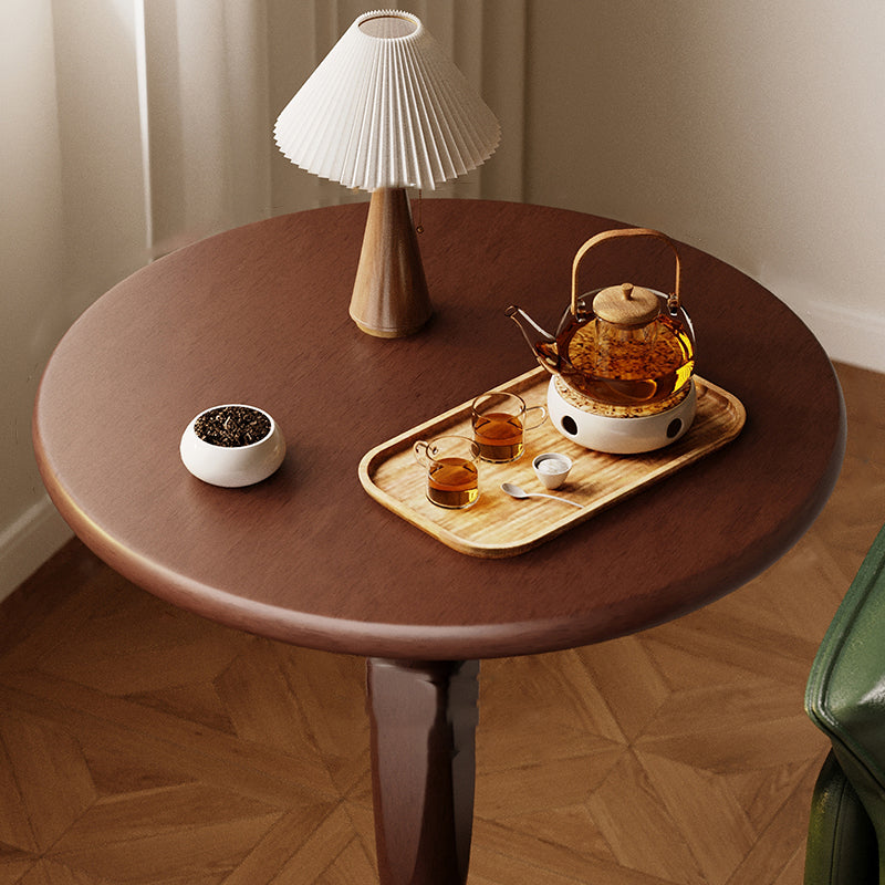 Traditional Vintage Rubberwood Round Coffee Table 1-Tier For Living Room