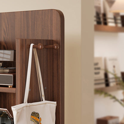 Modern Minimalist Rectangular MDF Glass Rotatable Mirror Storage Cabinet 5-Storage Compartments For Living Room & Bedroom