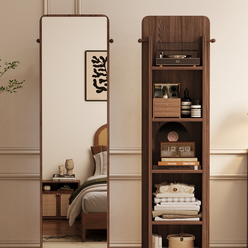 Modern Minimalist Rectangular MDF Glass Rotatable Mirror Storage Cabinet 5-Storage Compartments For Living Room & Bedroom