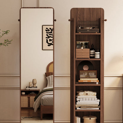 Modern Minimalist Rectangular MDF Glass Rotatable Mirror Storage Cabinet 5-Storage Compartments For Living Room & Bedroom