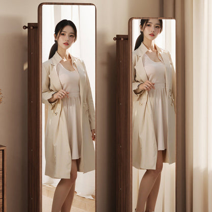 Modern Minimalist Rectangular MDF Glass Rotatable Mirror Storage Cabinet 5-Storage Compartments For Living Room & Bedroom