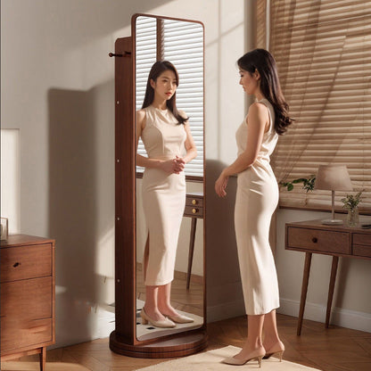 Modern Minimalist Rectangular MDF Glass Rotatable Mirror Storage Cabinet 5-Storage Compartments For Living Room & Bedroom