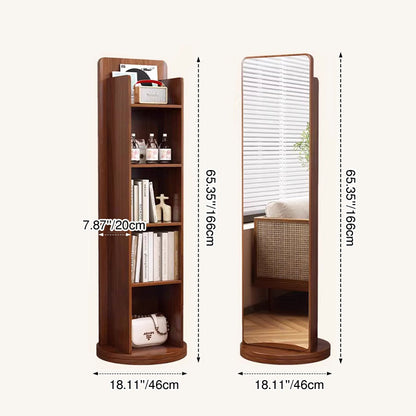 Modern Minimalist Rectangular MDF Glass Rotatable Mirror Storage Cabinet 5-Storage Compartments For Living Room & Bedroom