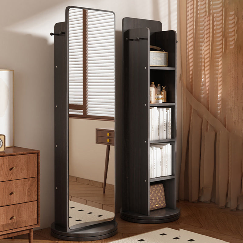 Modern Minimalist Rectangular MDF Glass Rotatable Mirror Storage Cabinet 5-Storage Compartments For Living Room & Bedroom