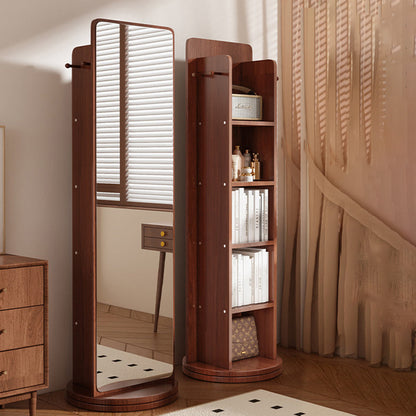 Modern Minimalist Rectangular MDF Glass Rotatable Mirror Storage Cabinet 5-Storage Compartments For Living Room & Bedroom