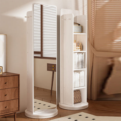 Modern Minimalist Rectangular MDF Glass Rotatable Mirror Storage Cabinet 5-Storage Compartments For Living Room & Bedroom