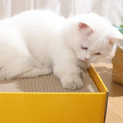 Modern Minimalist Square Cheese Box Corrugated Paper Cat Bed 1-Hole For Living Room