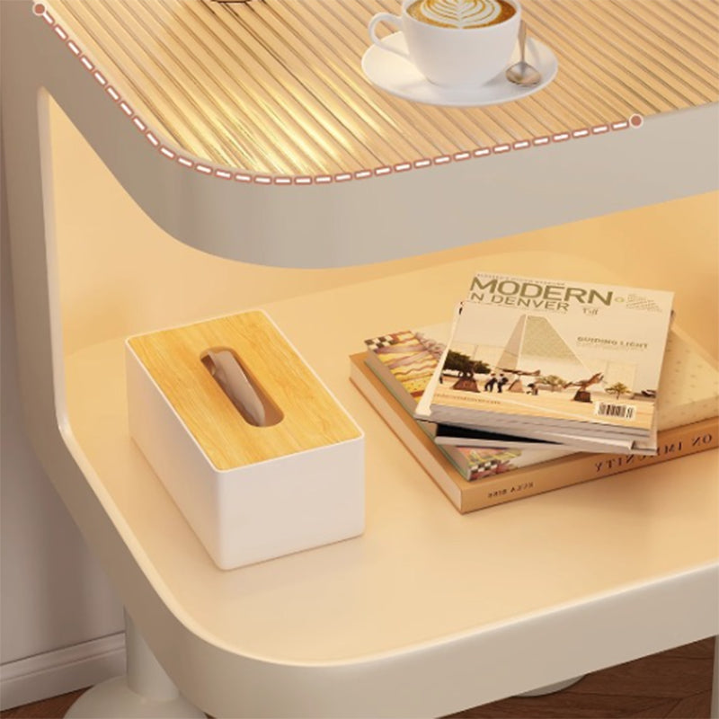 Modern Minimalist Iron Glass Square Cat Bed Nightstand 1-Cabinet For Bedroom