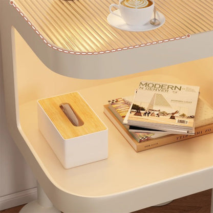 Modern Minimalist Iron Glass Square Cat Bed Nightstand 1-Cabinet For Bedroom