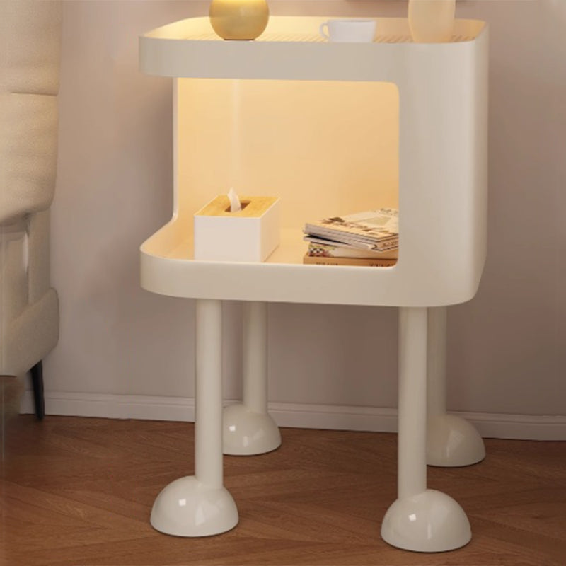 Modern Minimalist Iron Glass Square Cat Bed Nightstand 1-Cabinet For Bedroom