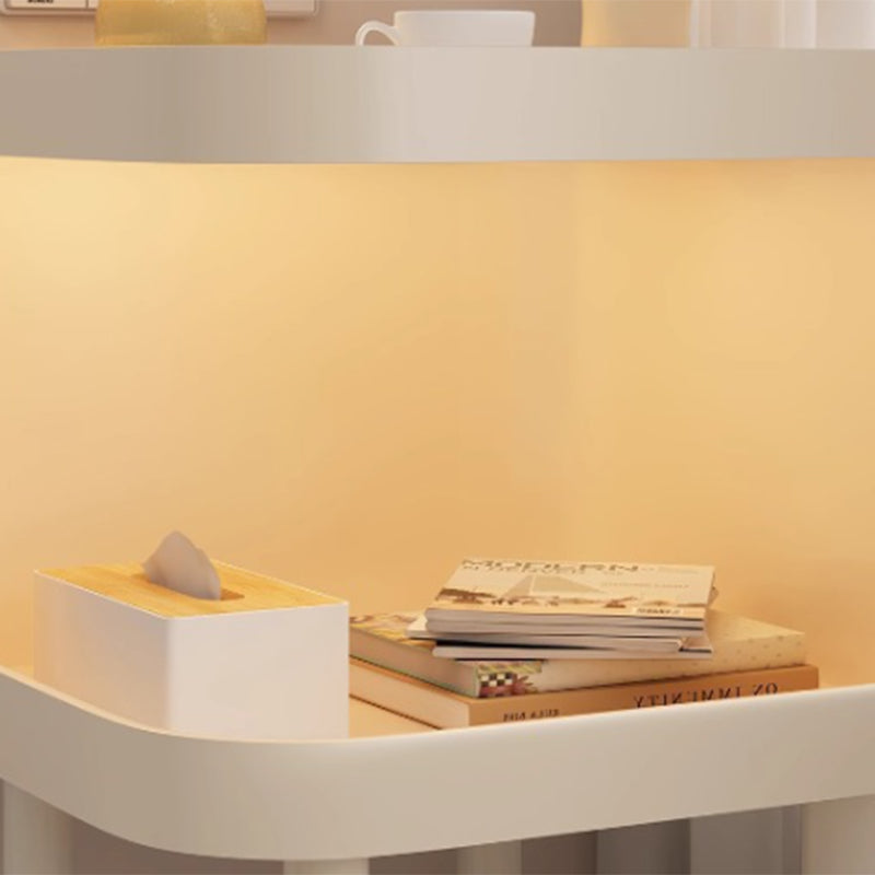 Modern Minimalist Iron Glass Square Cat Bed Nightstand 1-Cabinet For Bedroom