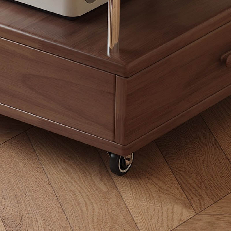 Modern Minimalist Rectangular Solid Wood Ecological Board Glass Stainless Steel Movable Extendable End Table 1-Drawer For Living Room