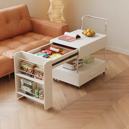 Modern Minimalist Rectangular Solid Wood Ecological Board Glass Stainless Steel Movable Extendable End Table 1-Drawer For Living Room