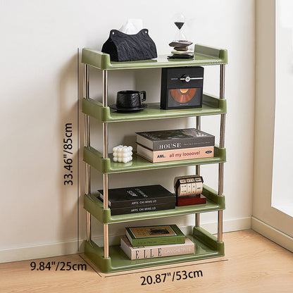 Contemporary Industrial Rectangular PP Plastic Stainless Steel Multi-Layer Storage Shelf 2/3/4/5-Tier For Living Room