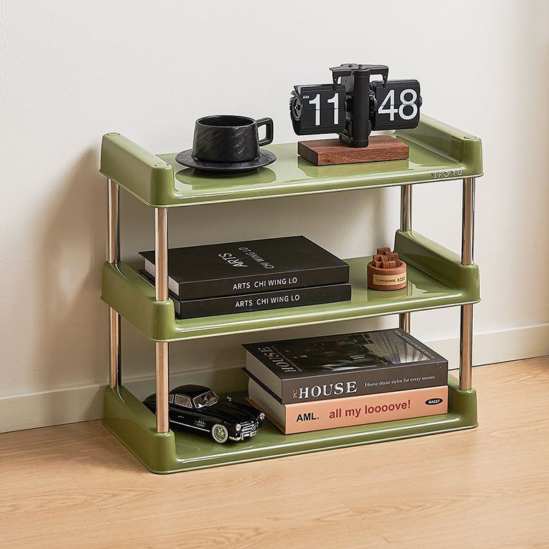 Contemporary Industrial Rectangular PP Plastic Stainless Steel Multi-Layer Storage Shelf 2/3/4/5-Tier For Living Room