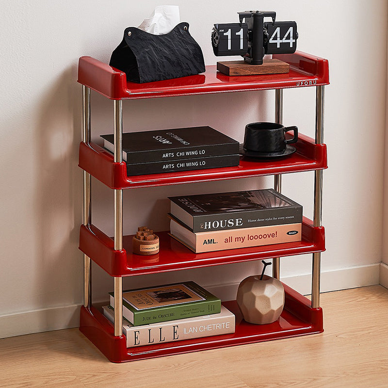Contemporary Industrial Rectangular PP Plastic Stainless Steel Multi-Layer Storage Shelf 2/3/4/5-Tier For Living Room