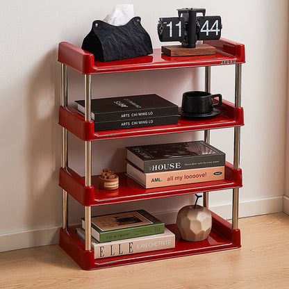 Contemporary Industrial Rectangular PP Plastic Stainless Steel Multi-Layer Storage Shelf 2/3/4/5-Tier For Living Room