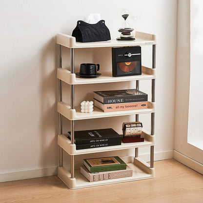 Contemporary Industrial Rectangular PP Plastic Stainless Steel Multi-Layer Storage Shelf 2/3/4/5-Tier For Living Room