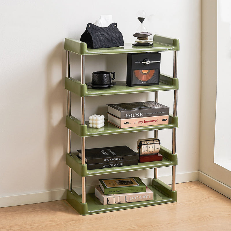 Contemporary Industrial Rectangular PP Plastic Stainless Steel Multi-Layer Storage Shelf 2/3/4/5-Tier For Living Room