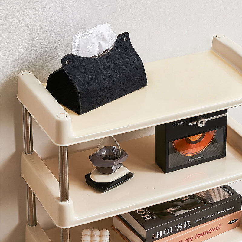 Contemporary Industrial Rectangular PP Plastic Stainless Steel Multi-Layer Storage Shelf 2/3/4/5-Tier For Living Room