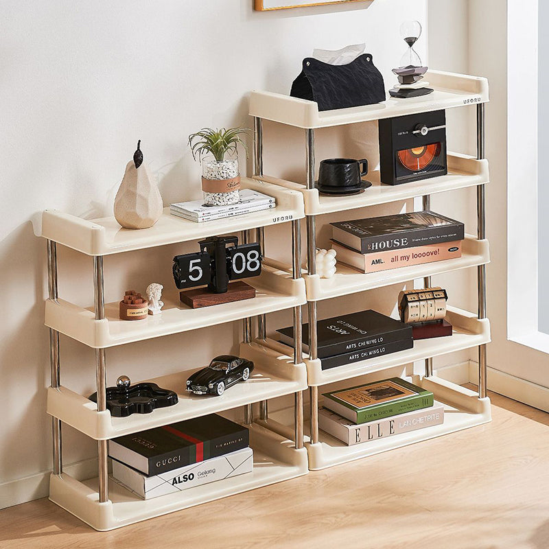 Contemporary Industrial Rectangular PP Plastic Stainless Steel Multi-Layer Storage Shelf 2/3/4/5-Tier For Living Room