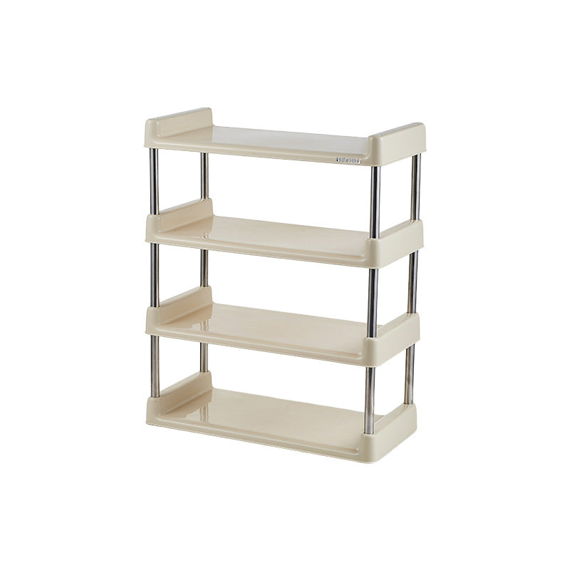 Contemporary Industrial Rectangular PP Plastic Stainless Steel Multi-Layer Storage Shelf 2/3/4/5-Tier For Living Room