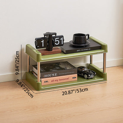 Contemporary Industrial Rectangular PP Plastic Stainless Steel Multi-Layer Storage Shelf 2/3/4/5-Tier For Living Room