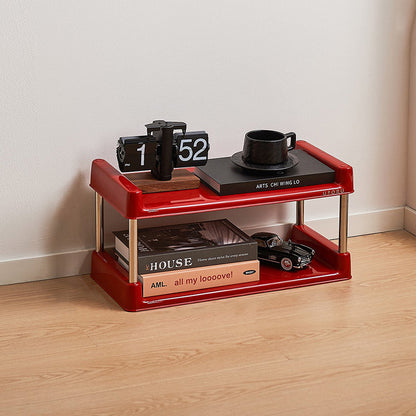 Contemporary Industrial Rectangular PP Plastic Stainless Steel Multi-Layer Storage Shelf 2/3/4/5-Tier For Living Room