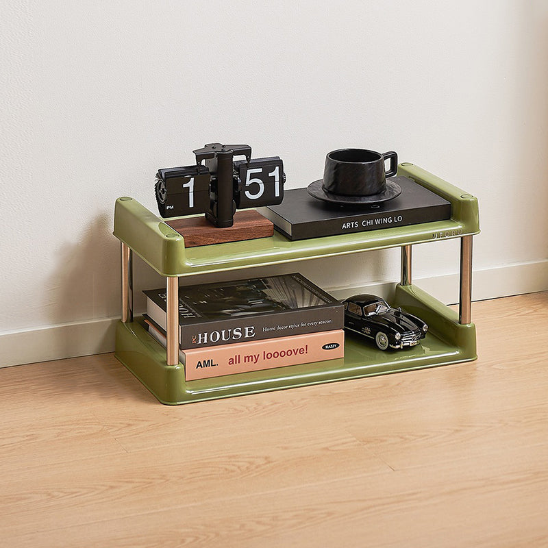 Contemporary Industrial Rectangular PP Plastic Stainless Steel Multi-Layer Storage Shelf 2/3/4/5-Tier For Living Room