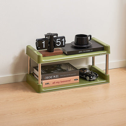 Contemporary Industrial Rectangular PP Plastic Stainless Steel Multi-Layer Storage Shelf 2/3/4/5-Tier For Living Room
