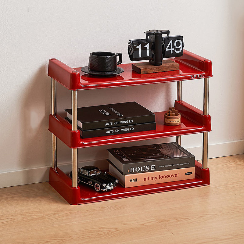 Contemporary Industrial Rectangular PP Plastic Stainless Steel Multi-Layer Storage Shelf 2/3/4/5-Tier For Living Room