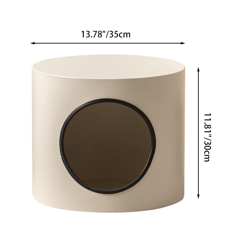 Modern Minimalist Cylindrical Iron Semi-Enclosed Cat Bed 1-Hole For Living Room & Bedroom