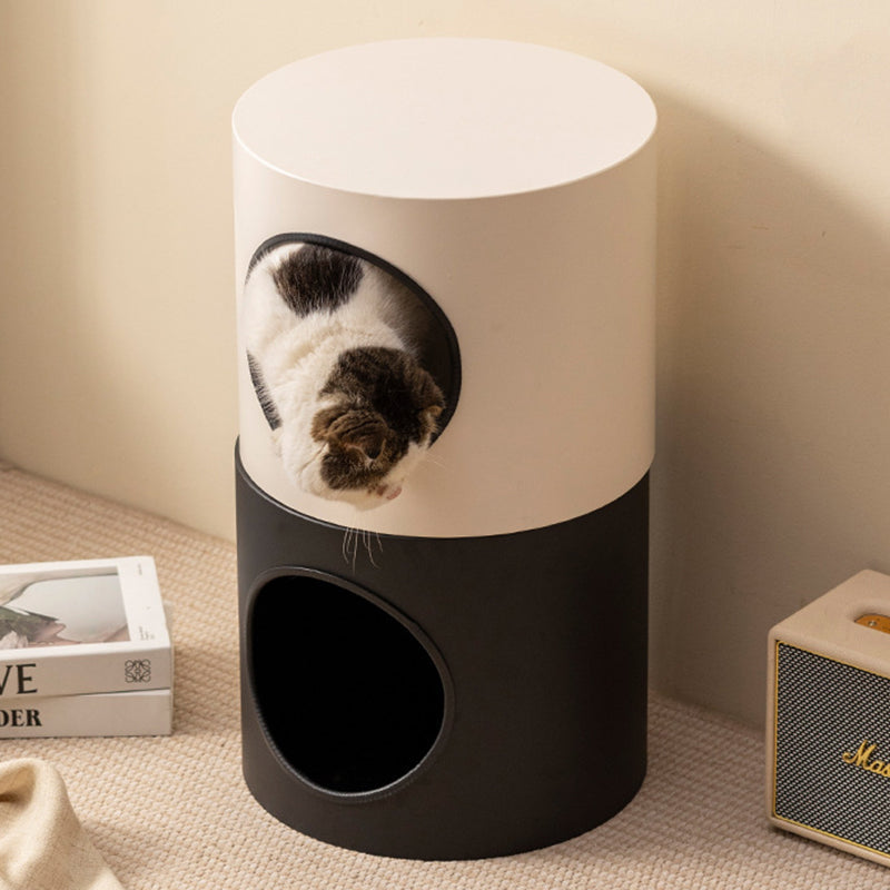 Modern Minimalist Cylindrical Iron Semi-Enclosed Cat Bed 1-Hole For Living Room & Bedroom