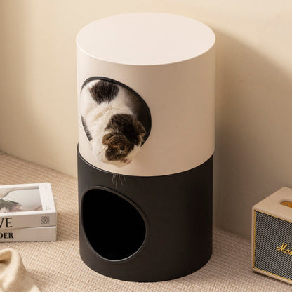 Modern Minimalist Cylindrical Iron Semi-Enclosed Cat Bed 1-Hole For Living Room & Bedroom
