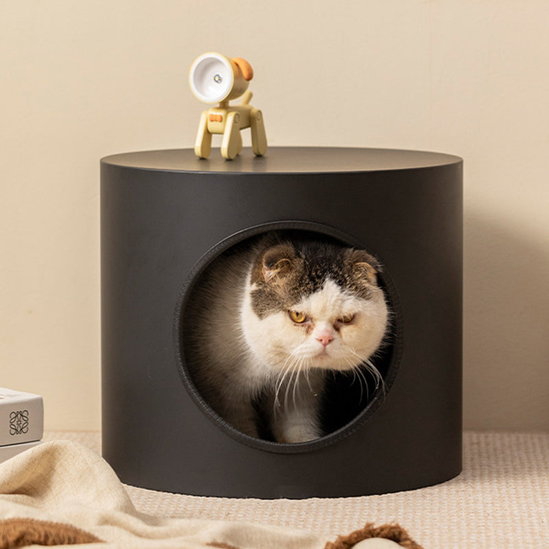Modern Minimalist Cylindrical Iron Semi-Enclosed Cat Bed 1-Hole For Living Room & Bedroom