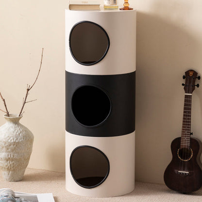 Modern Minimalist Cylindrical Iron Semi-Enclosed Cat Bed 1-Hole For Living Room & Bedroom