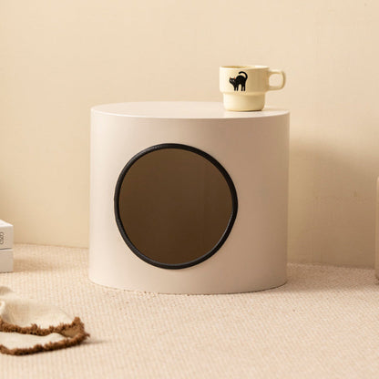 Modern Minimalist Cylindrical Iron Semi-Enclosed Cat Bed 1-Hole For Living Room & Bedroom