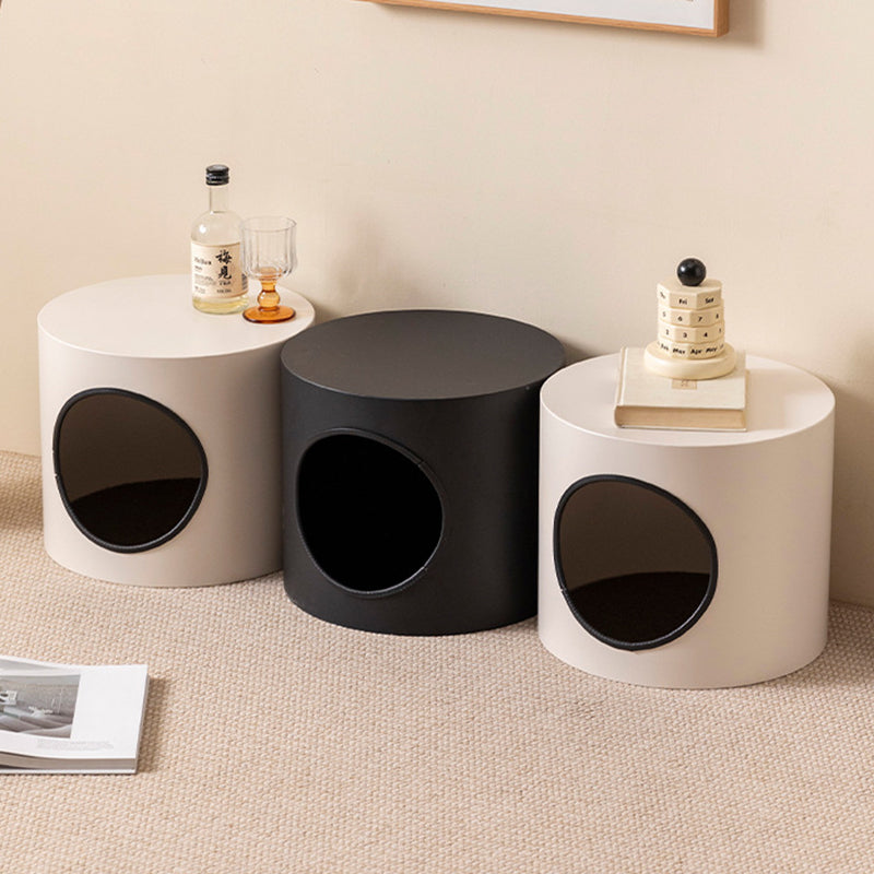 Modern Minimalist Cylindrical Iron Semi-Enclosed Cat Bed 1-Hole For Living Room & Bedroom