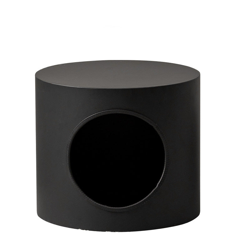 Modern Minimalist Cylindrical Iron Semi-Enclosed Cat Bed 1-Hole For Living Room & Bedroom