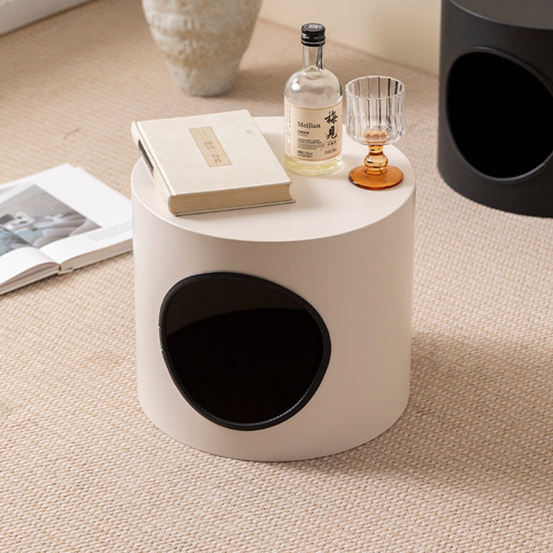 Modern Minimalist Cylindrical Iron Semi-Enclosed Cat Bed 1-Hole For Living Room & Bedroom