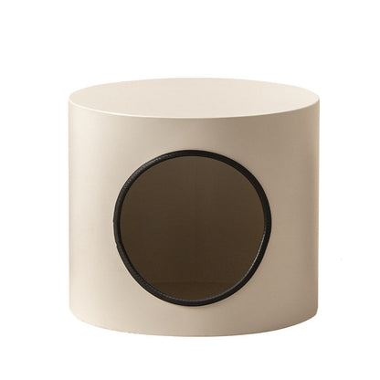 Modern Minimalist Cylindrical Iron Semi-Enclosed Cat Bed 1-Hole For Living Room & Bedroom