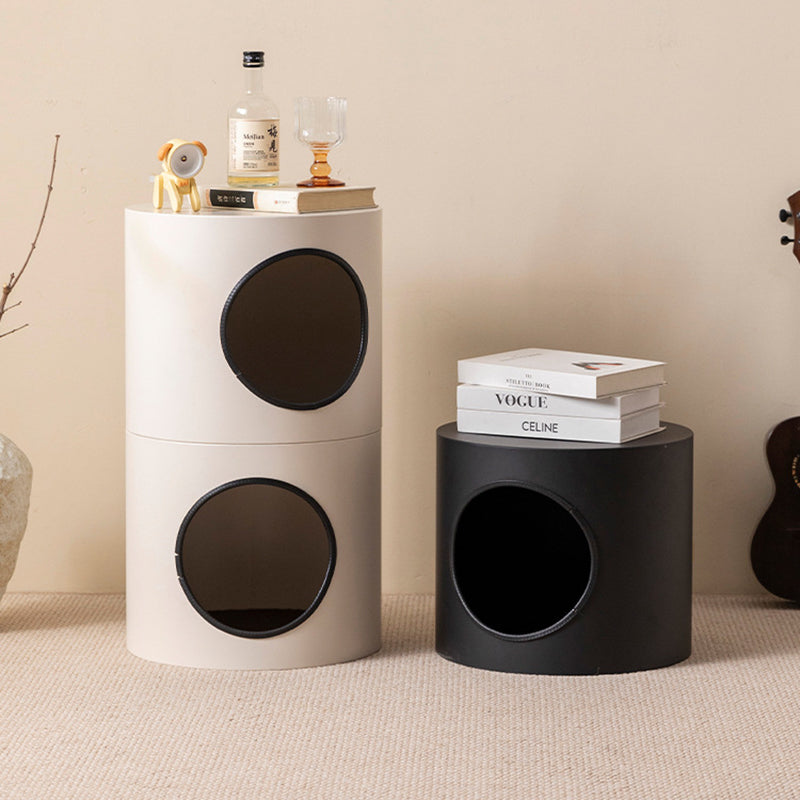 Modern Minimalist Cylindrical Iron Semi-Enclosed Cat Bed 1-Hole For Living Room & Bedroom