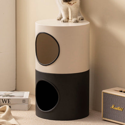 Modern Minimalist Cylindrical Iron Semi-Enclosed Cat Bed 1-Hole For Living Room & Bedroom