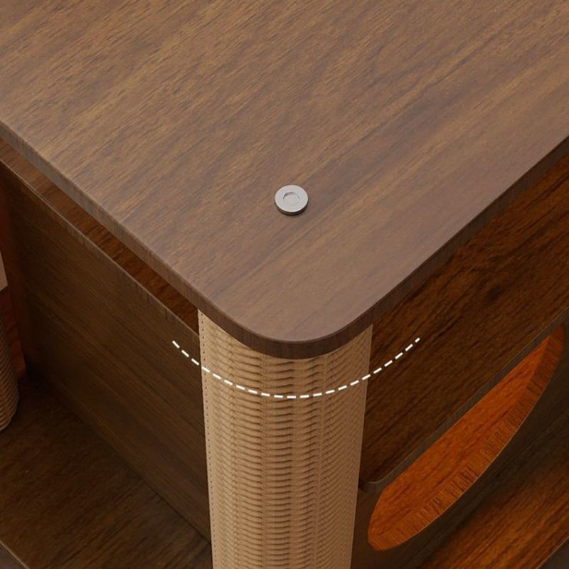 Traditional Farmhouse Rectangular MDF Movable End Table 1-Cabinet For Living Room