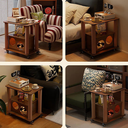 Traditional Farmhouse Rectangular MDF Movable End Table 1-Cabinet For Living Room